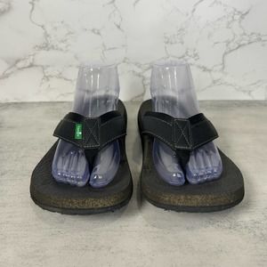 SANUK, Black Flip Flops, US Men's 8